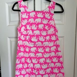 Lilly Pulitzer shift dress pink and white elephant